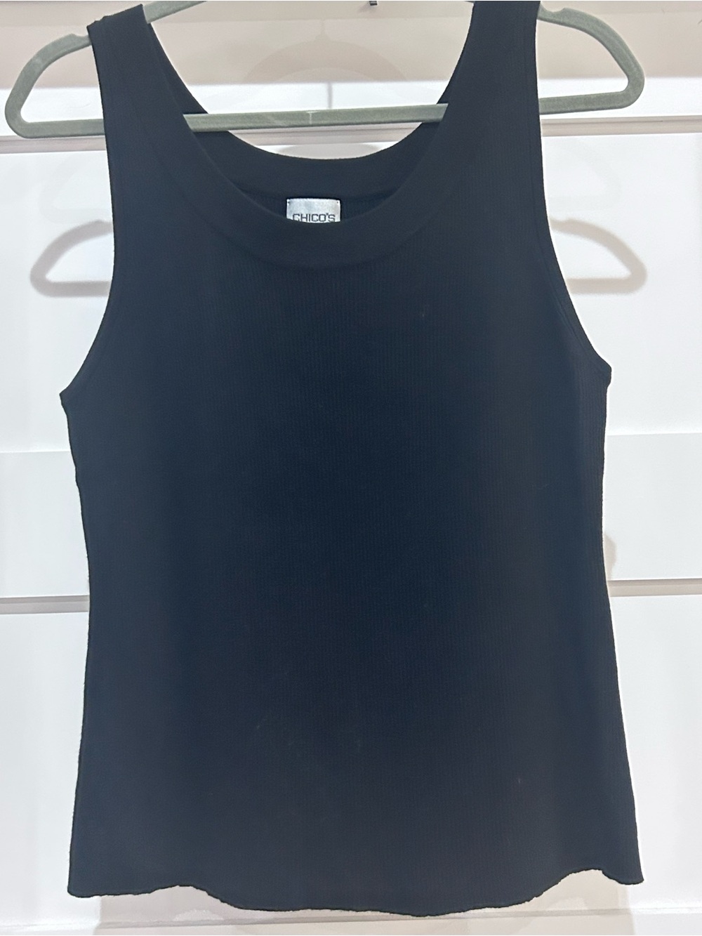 Chico's size 3 Black Ribbed Tank Top - Classic Sleeveless Layering Tee